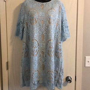 Baby Blue/Nude Lace cocktail dress -Plus size